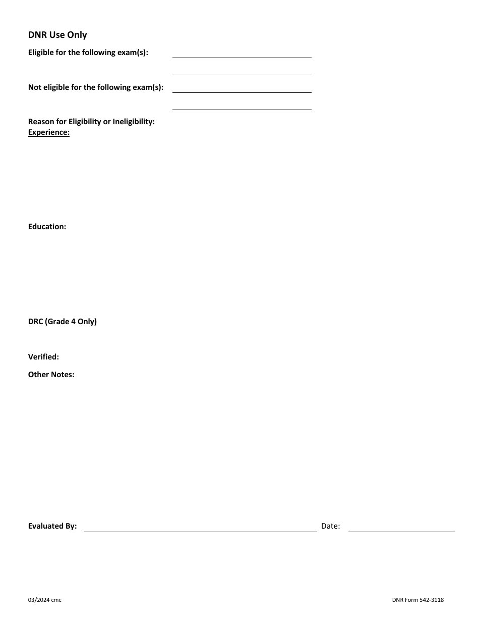 DNR Form 542-3118 Iowa Operator Certification Exam Application - Water Treatment, Water Distribution, Wastewater - Iowa, Page 4
