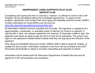 Document preview: Form F-03157LP Independent Living Supports Pilot (Ilsp) Service Plan - Large Print - Wisconsin