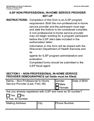 Document preview: Form F-03154LP Ilsp Non-professional in-Home Service Provider Set-Up - Large Print - Wisconsin