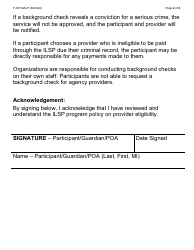 Form F-03154ALP Ilsp Participant Acknowledgement of Non-professional in-Home Service Provider and Individual Provider Eligibility - Large Print - Wisconsin, Page 2