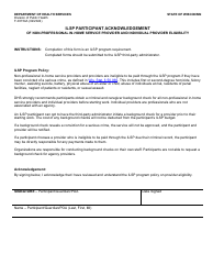 Document preview: Form F-03154A Ilsp Participant Acknowledgement of Non-professional in-Home Service Provider and Individual Provider Eligibility - Wisconsin