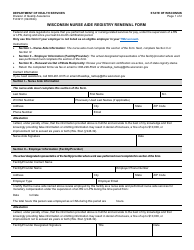 Document preview: Form F-03211 Wisconsin Nurse Aide Registry Renewal Form - Wisconsin