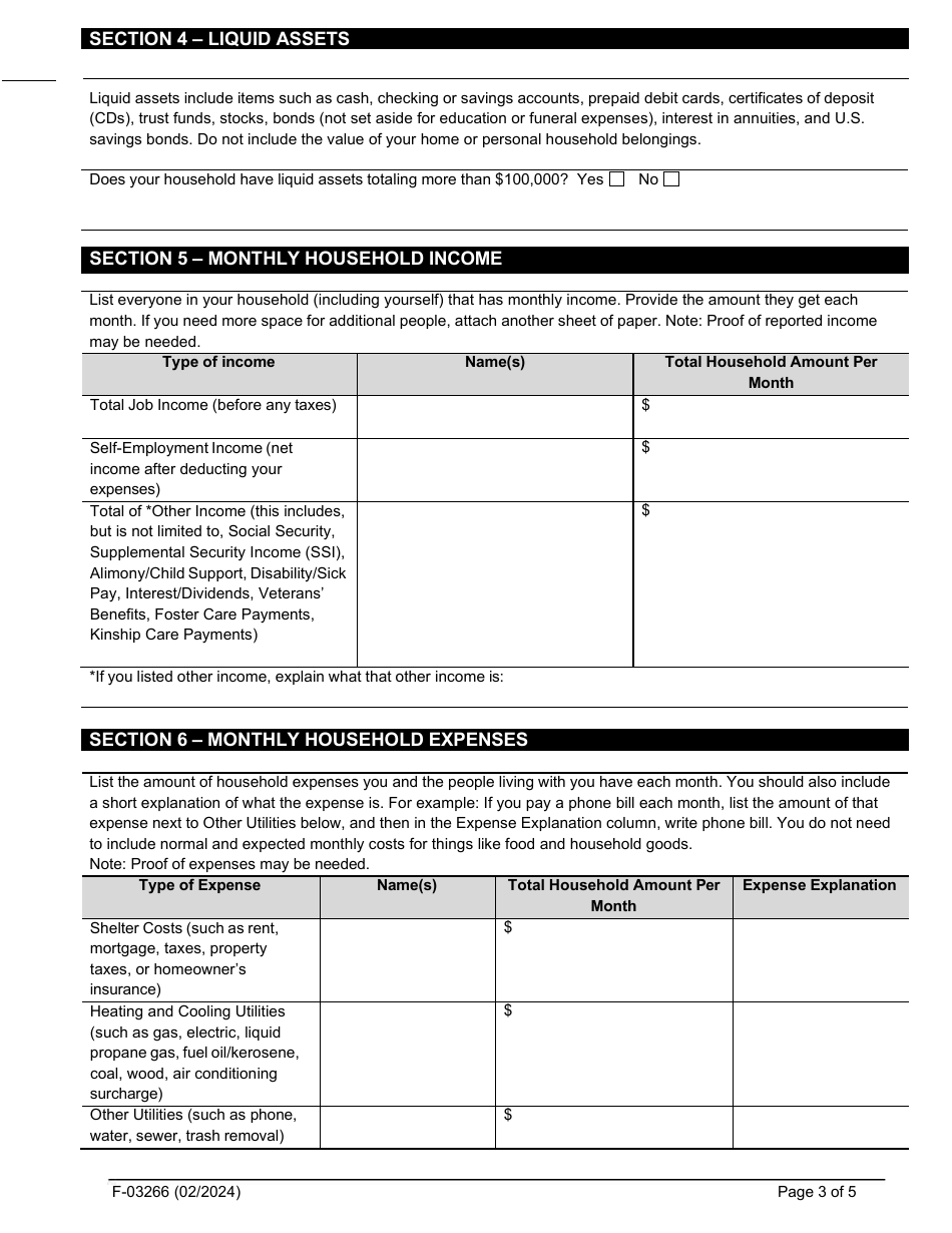 Form F-03266 Request to Lower Your Foodshare Overpayment - Wisconsin, Page 3