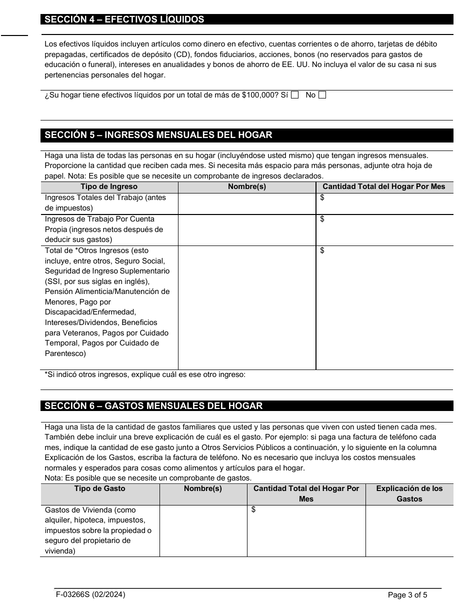 Formulario F-03266S Solicitud Para Reducir Su Sobrepago De Foodshare - Wisconsin (Spanish), Page 3