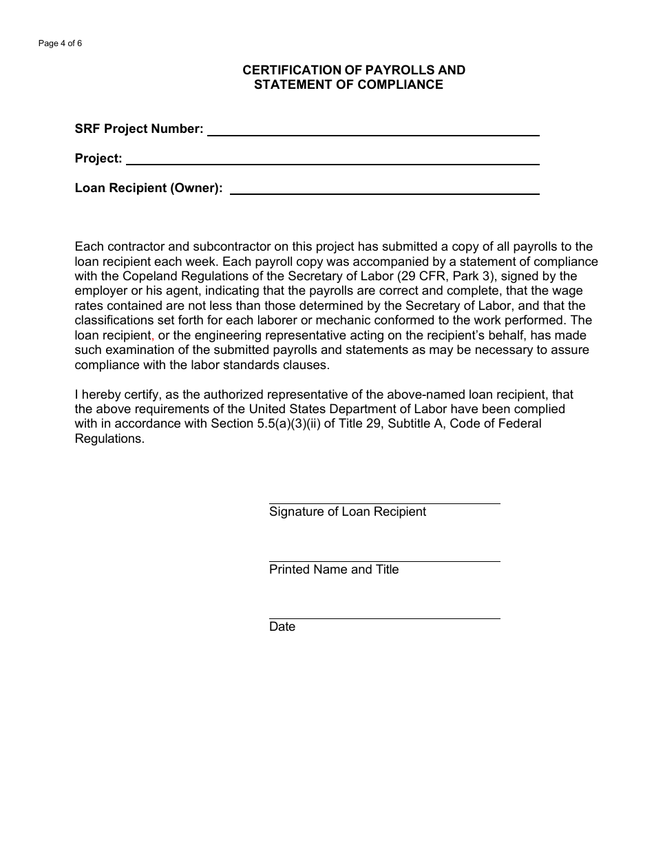 State Revolving Fund Final Project Closeout Checklist and Certifications - North Dakota, Page 4