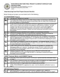 Document preview: State Revolving Fund Final Project Closeout Checklist and Certifications - North Dakota