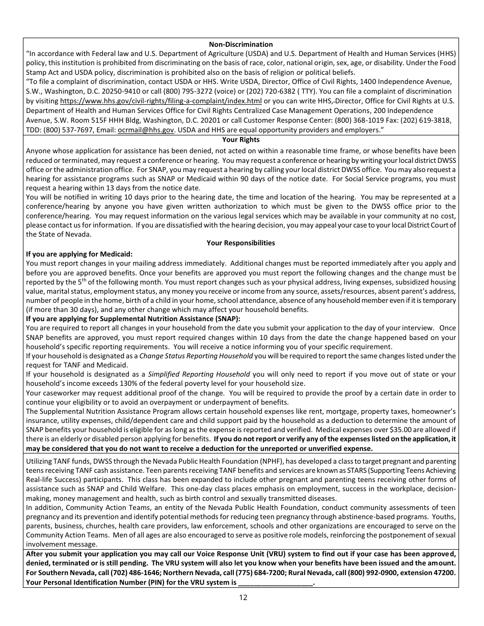 Form 2920-EM Application for Assistance - Supplemental Nutrition Assistance Program (Snap) - Nevada, Page 14