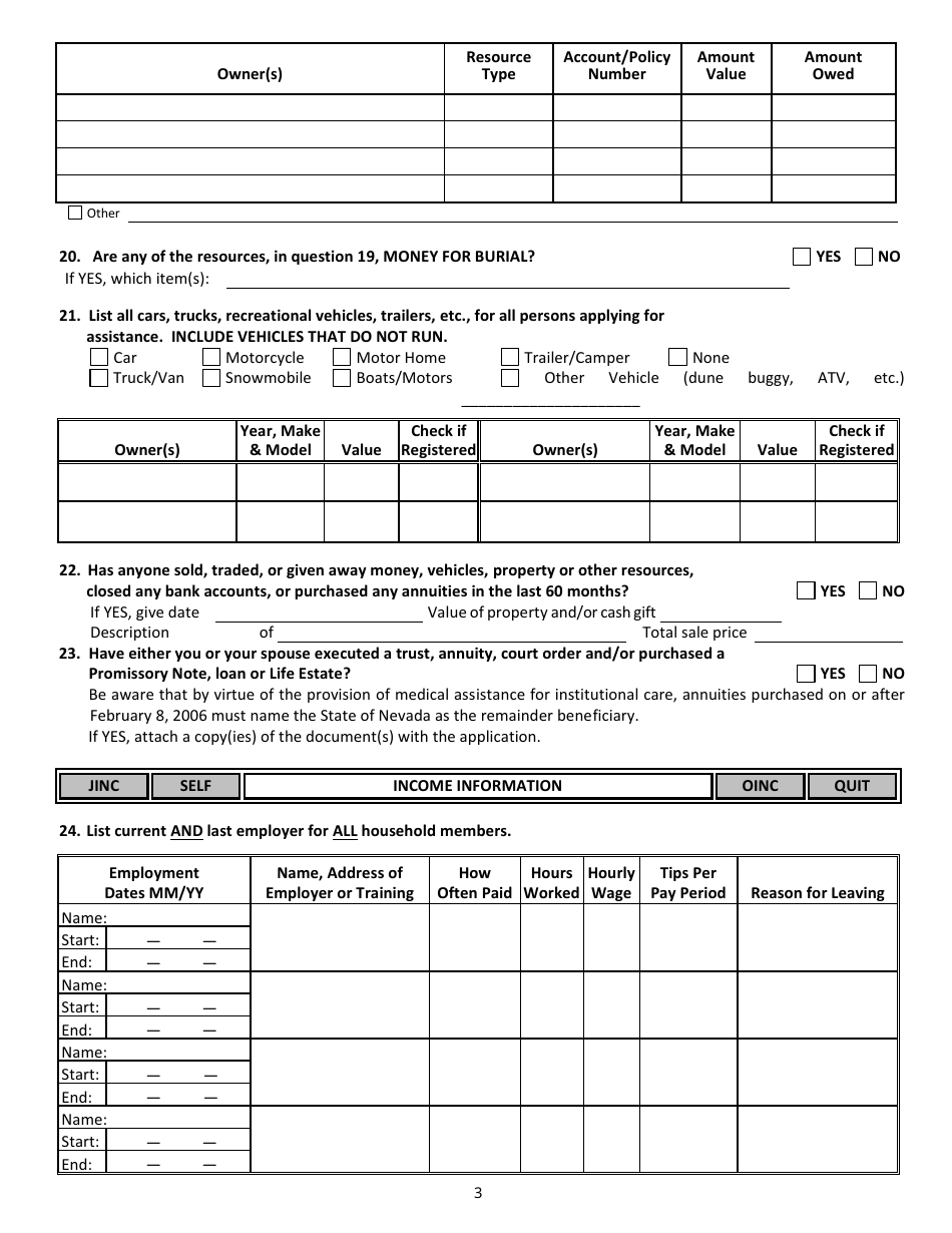 Form 2920-EM Application for Assistance - Supplemental Nutrition Assistance Program (Snap) - Nevada, Page 5
