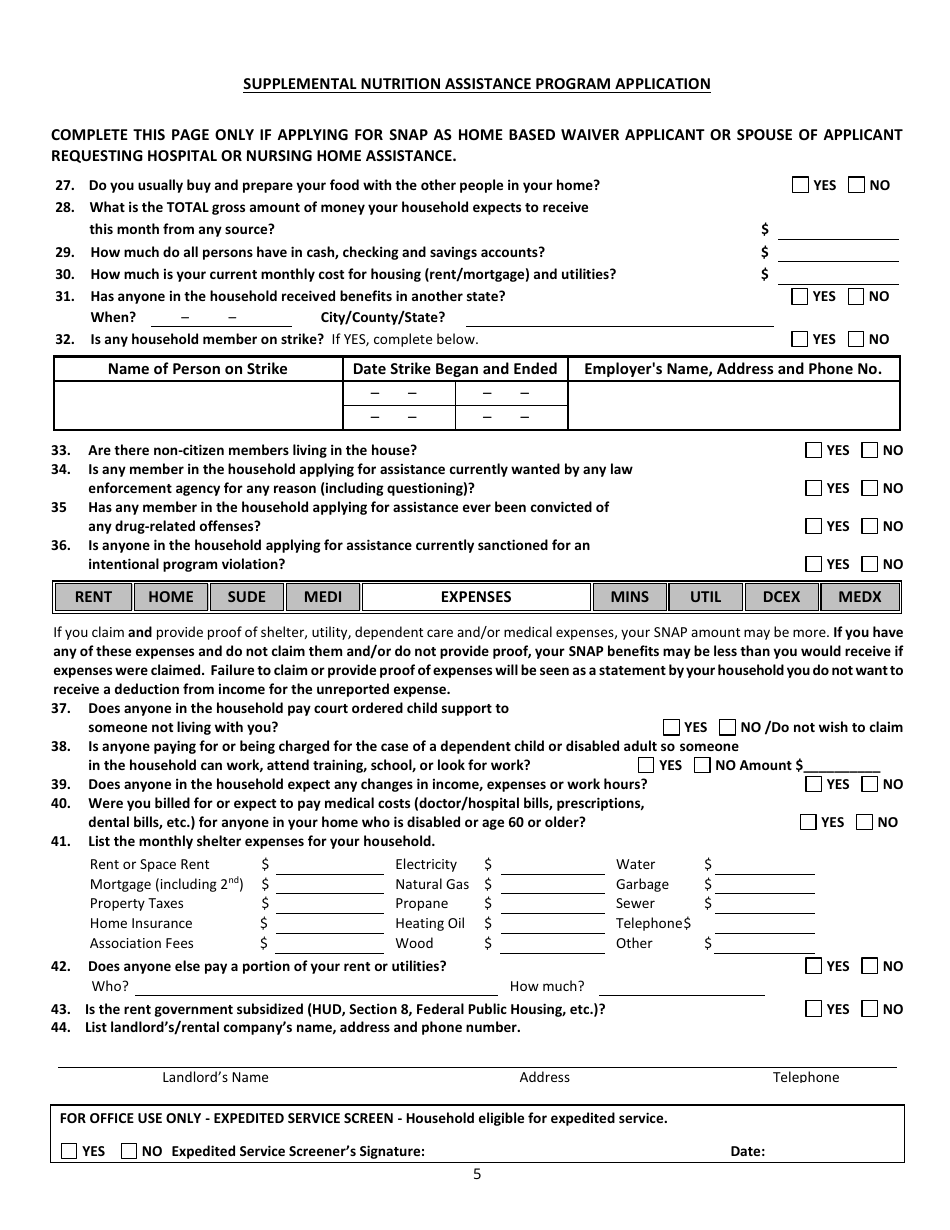 Form 2920-EM Application for Assistance - Supplemental Nutrition Assistance Program (Snap) - Nevada, Page 7