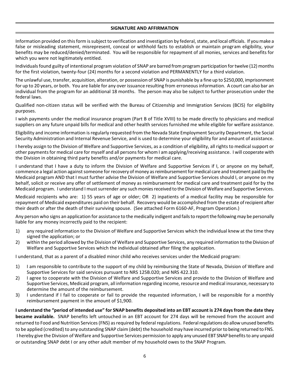 Form 2920-EM Application for Assistance - Supplemental Nutrition Assistance Program (Snap) - Nevada, Page 8