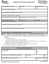 Form MSC2093 Request for Access to Records - Oregon