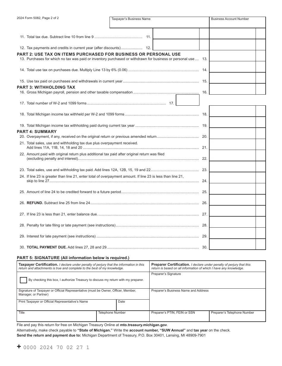 Form 5082 Download Fillable PDF or Fill Online Sales, Use and ...