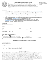 Document preview: SBA Form 1993 Federal Agency Comment Form