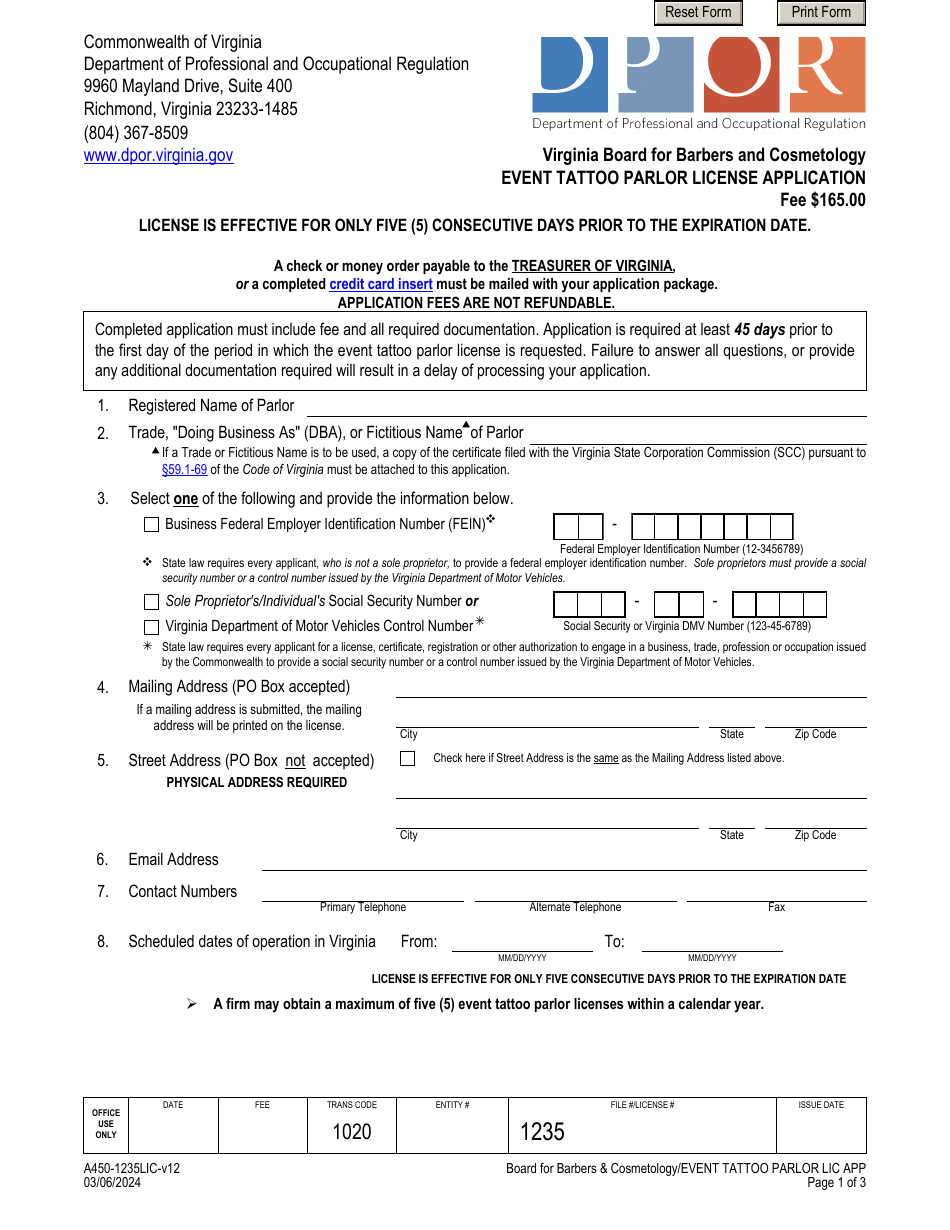 Form A4501235LIC Download Fillable PDF or Fill Online Event Tattoo