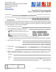 Document preview: Form A450-12TERMBUS Business - Certificate of License Termination - Virginia