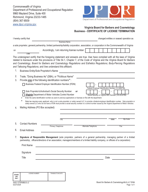 Form A450-12TERMBUS  Printable Pdf
