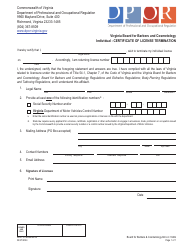 Document preview: Form A450-12TERMIND Individual - Certificate of License Termination - Virginia