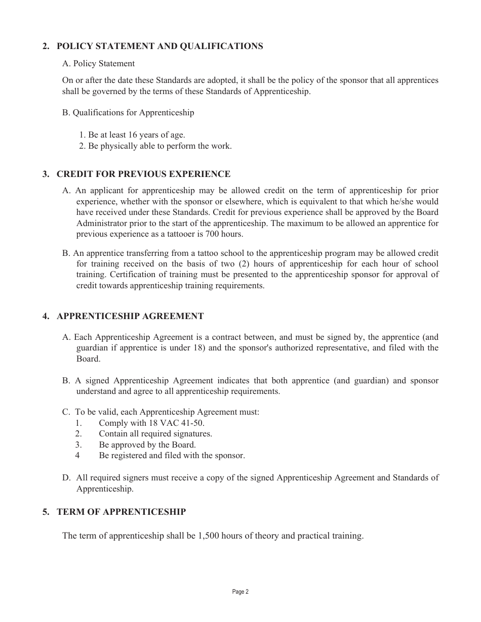 Form A450-TAPPR_CERT Tattooer Apprentice Certification Application - Virginia, Page 5