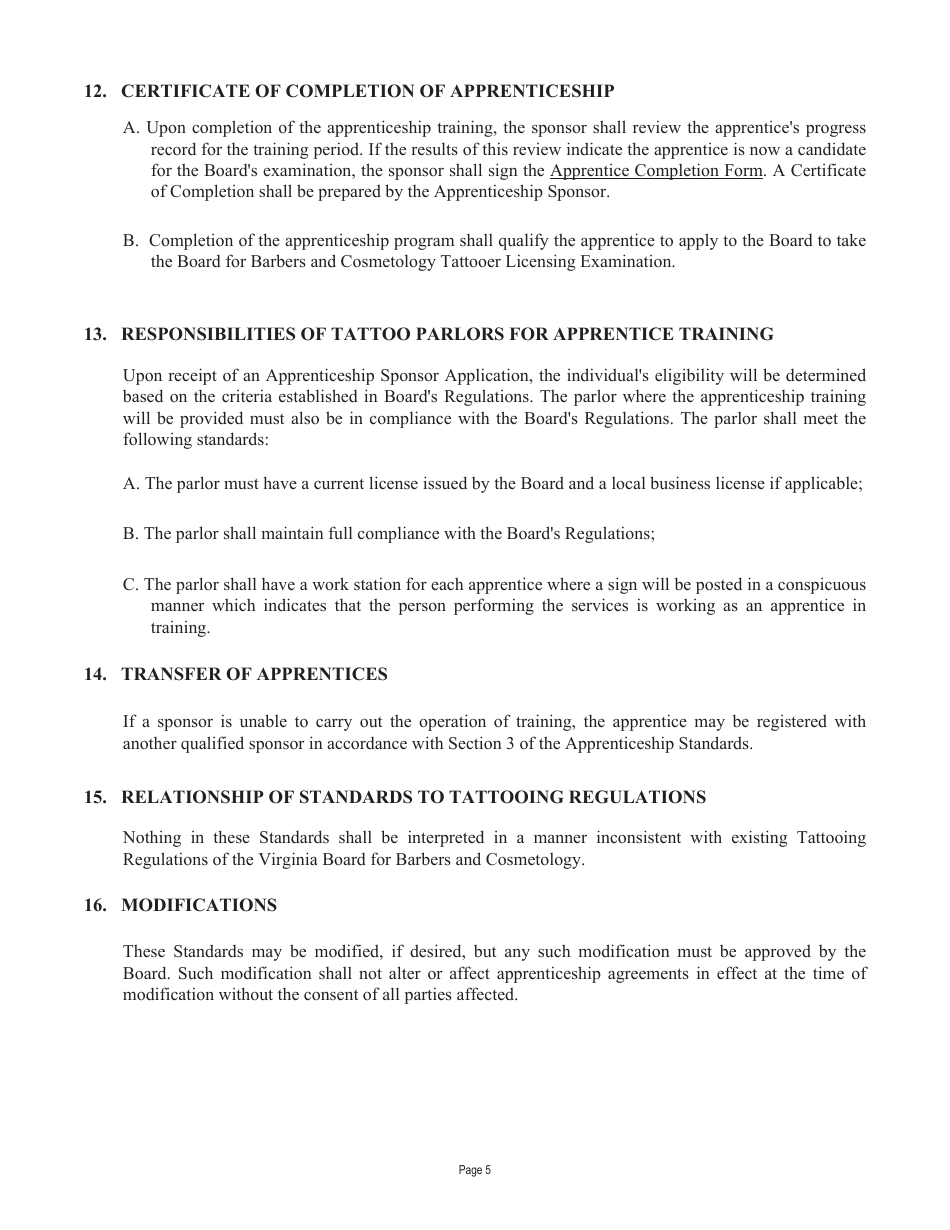Form A450-TAPPR_CERT Tattooer Apprentice Certification Application - Virginia, Page 8
