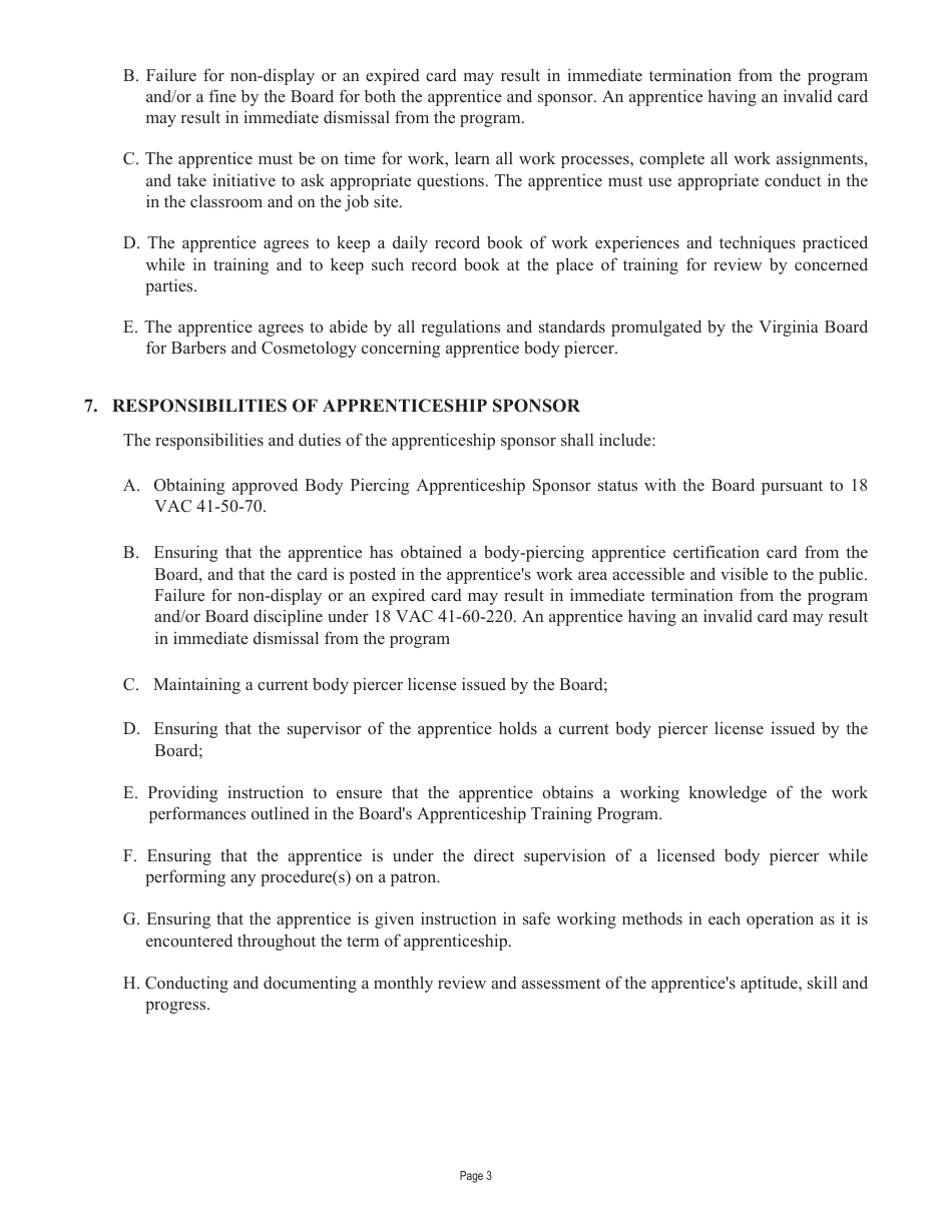 Form A450-BP_SOA Body-Piercing Apprentice Certification Application - Virginia, Page 6