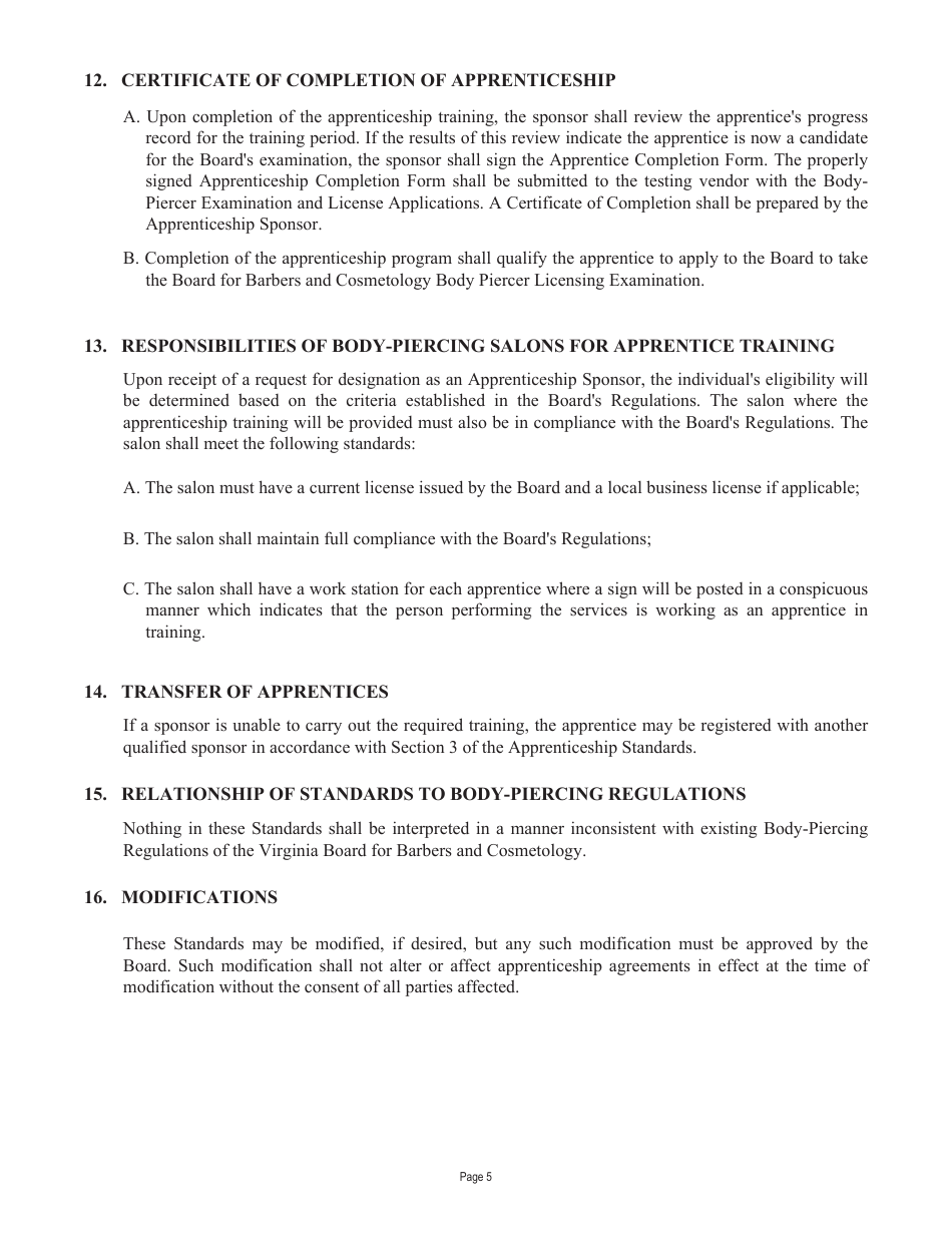 Form A450-BP_SOA Body-Piercing Apprentice Certification Application - Virginia, Page 8