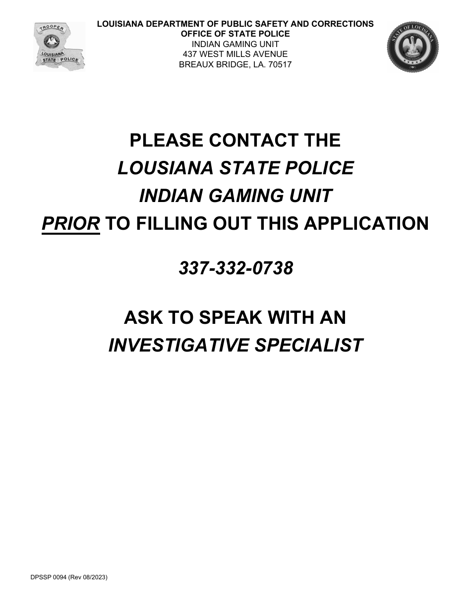 Presumptive Suitability Annual Update Form and Affidavit - Louisiana, Page 1