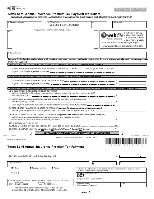 Form 25-101  Printable Pdf