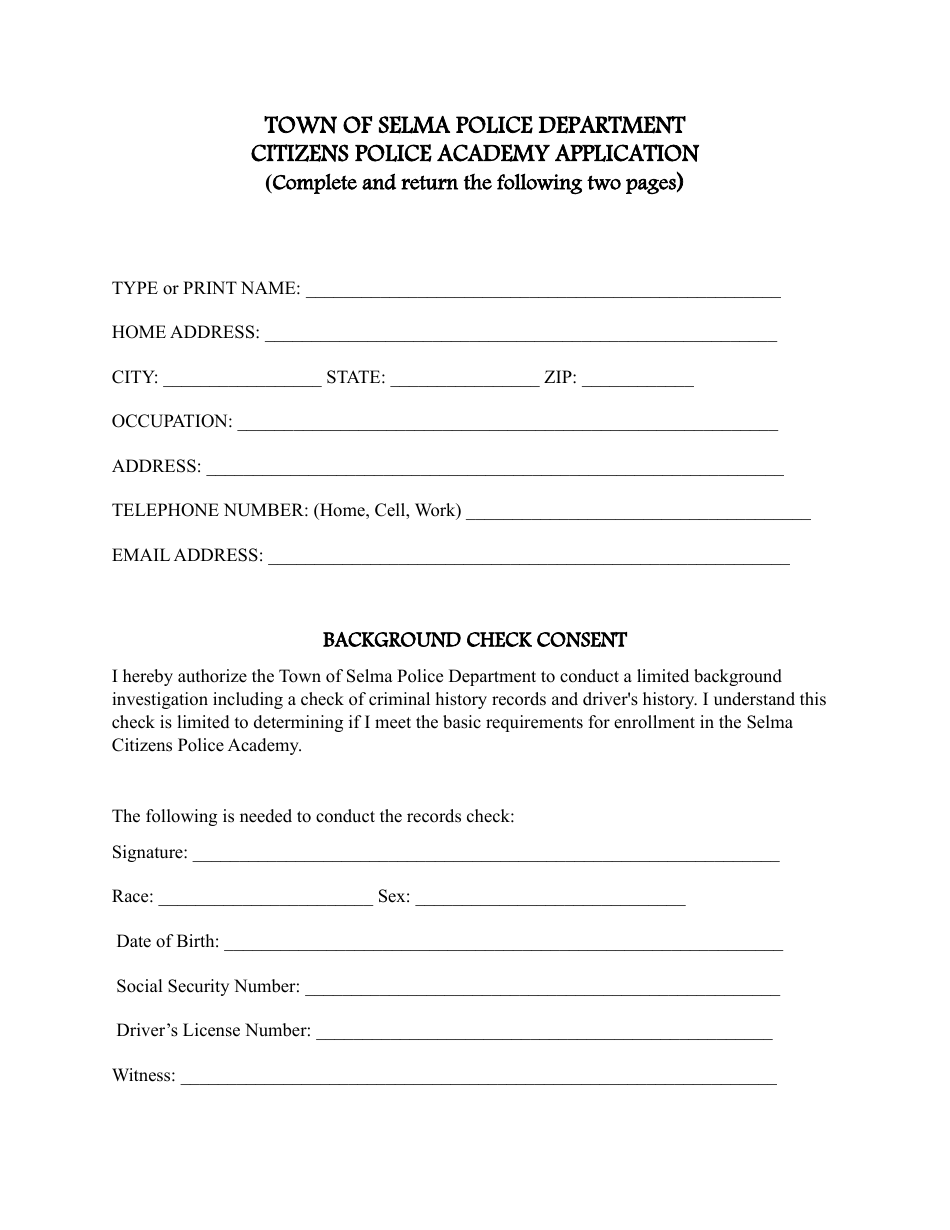 Application for Appointment to Town of Selma Board / Committee - Town of Selma, North Carolina, Page 4