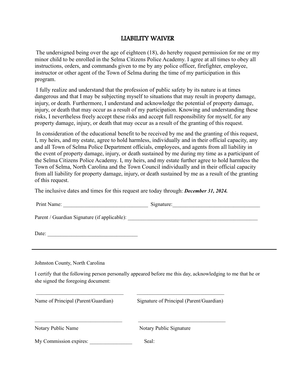 2024 Town Of Selma North Carolina Application For Appointment To Town Of Selma Boardcommittee 6119