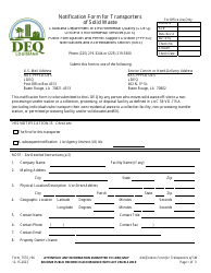 Form 7576 Notification Form for Transporters of Solid Waste - Louisiana