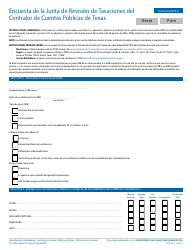 Document preview: Formulario 50-823-S Encuesta De La Junta De Revision De Tasaciones Del Contralor De Cuentas Publicas De Texas - Texas (Spanish)