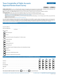 Document preview: Form 50-823 Texas Comptroller of Public Accounts Appraisal Review Board Survey - Texas