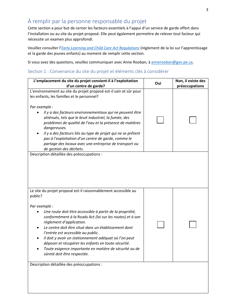 Outil Devaluation De Lemplacement Dun Centre De La Petite Enfance a Llle - Prince Edward Island, Canada (French), Page 3