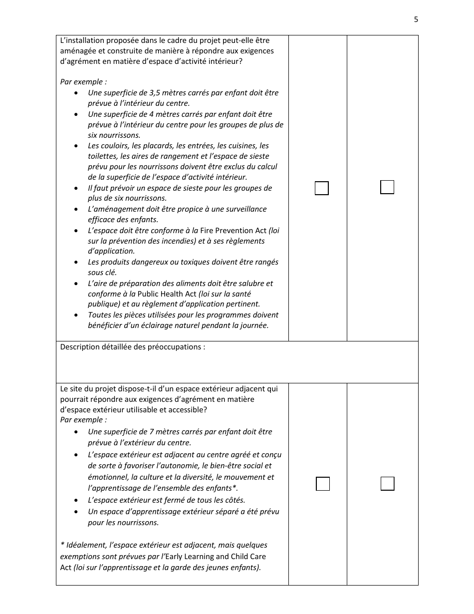 Outil Devaluation De Lemplacement Dun Centre De La Petite Enfance a Llle - Prince Edward Island, Canada (French), Page 5