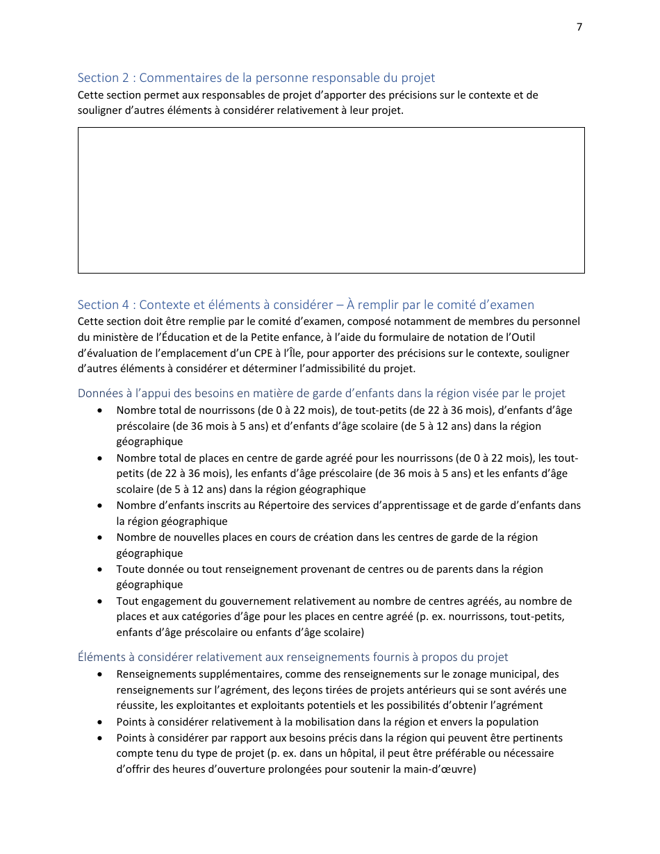 Outil Devaluation De Lemplacement Dun Centre De La Petite Enfance a Llle - Prince Edward Island, Canada (French), Page 7