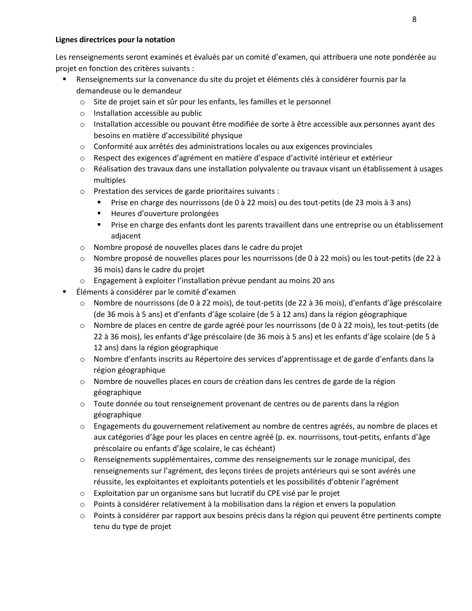 Outil Devaluation De Lemplacement Dun Centre De La Petite Enfance a Llle - Prince Edward Island, Canada (French), Page 8