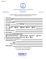 Document preview: Hbsag Positive Pregnant Woman Reporting Form - Virginia Perinatal Hepatitis B Prevention Program - Virginia