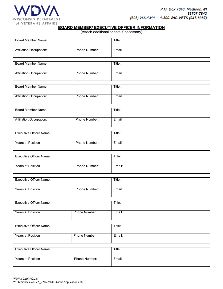 Form WDVA2216 Grant Application - Veterans Employment and Transition Support Grant Program - Wisconsin, Page 4