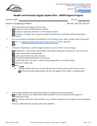 Document preview: Form AGR2180 Section I Outgoing Products - Handler and Processor Organic System Plan - Wsda Organic Program - Washington