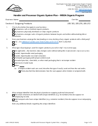 Form AGR2180 Section I Outgoing Products - Handler and Processor Organic System Plan - Wsda Organic Program - Washington