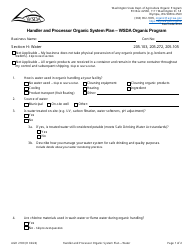 Form AGR2180 Section H Water - Handler and Processor Organic System Plan - Wsda Organic Program - Washington