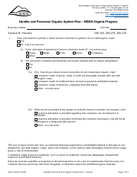 Form AGR2180 Handler and Processor Organic System Plan - Wsda Organic Program - Washington