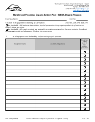 Document preview: Form AGR2180 Section K Equipment Cleaning & Sanitation - Handler and Processor Organic System Plan - Wsda Organic Program - Washington