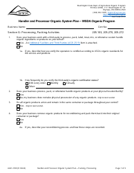 Form AGR2180 Section G Processing, Packing Activities - Handler and Processor Organic System Plan - Wsda Organic Program - Washington