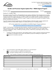 Form AGR2180 Section A Product Flow - Handler and Processor Organic System Plan - Wsda Organic Program - Washington