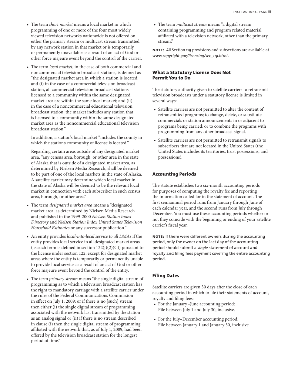Form SC Statement of Account for Secondary Transmissions by Satellite Carriers of Distant Television Signals, Page 10