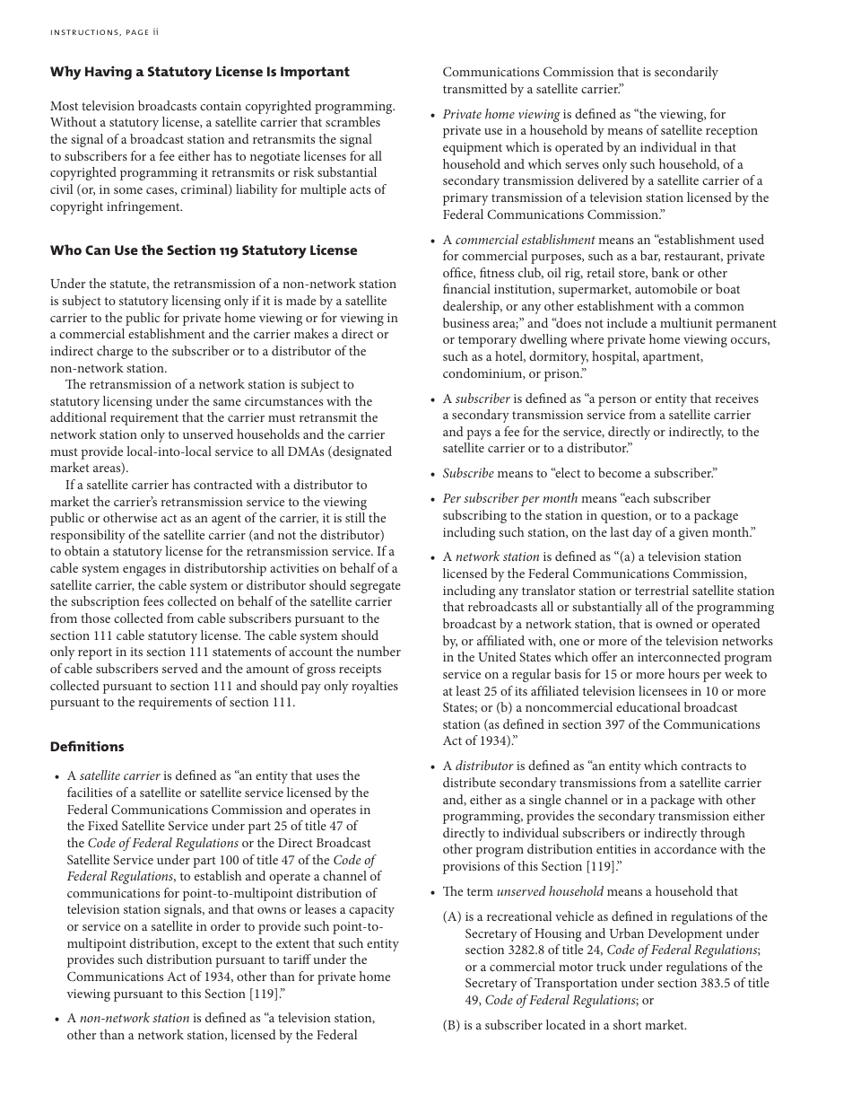 Form SC Statement of Account for Secondary Transmissions by Satellite Carriers of Distant Television Signals, Page 9