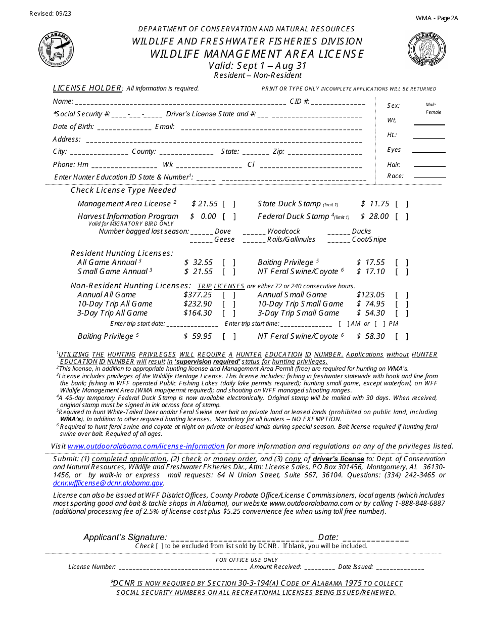 Wildlife Management Area License - Alabama, Page 2