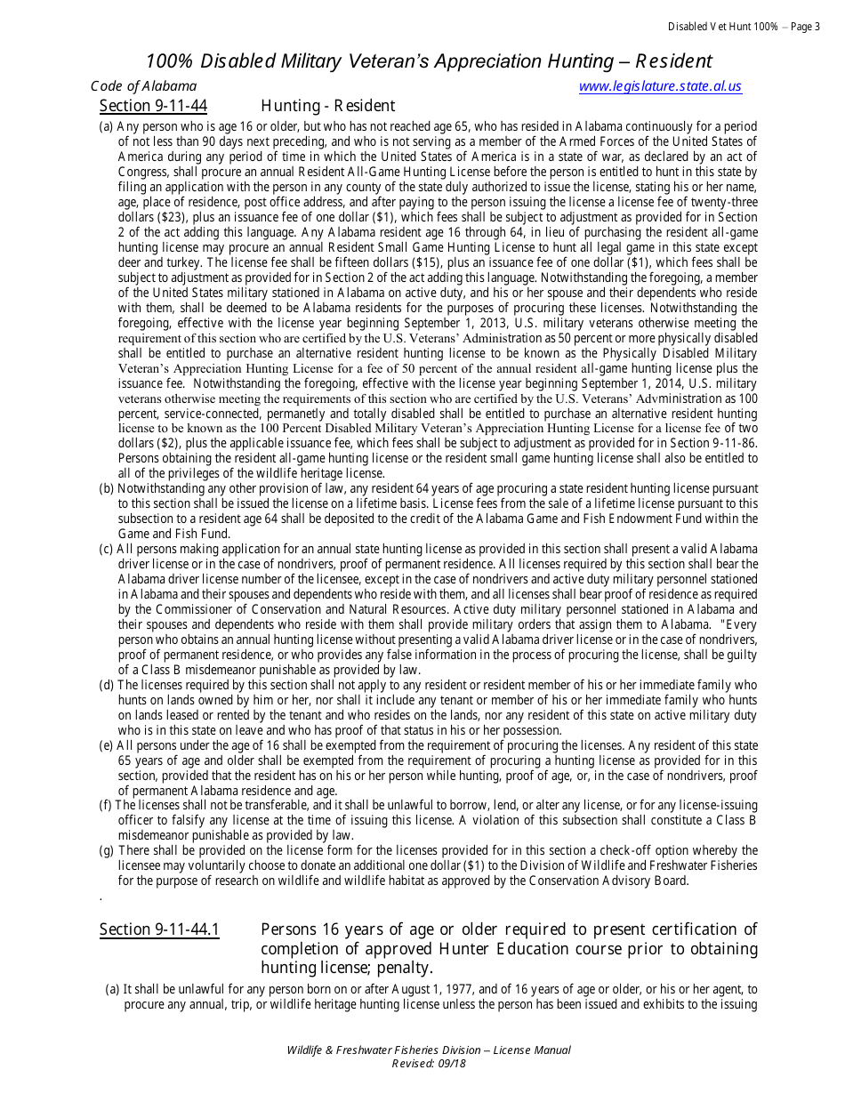 100% Disabled Military Veterans Appreciation Hunting License - Resident - Alabama, Page 4