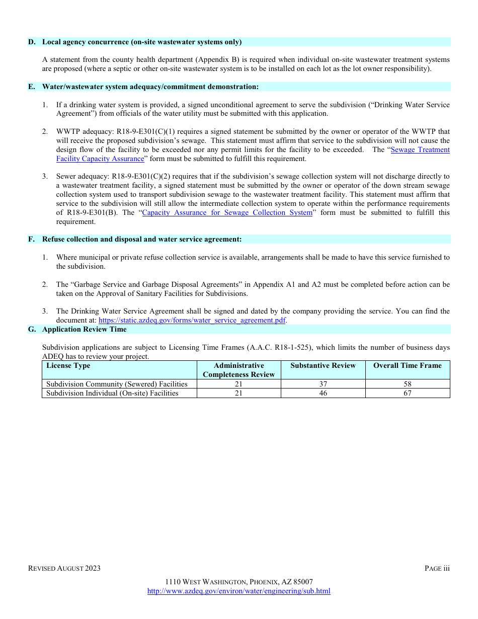 Engineering Review - Approval of Sanitary Facilities for Subdivisions - Arizona, Page 3